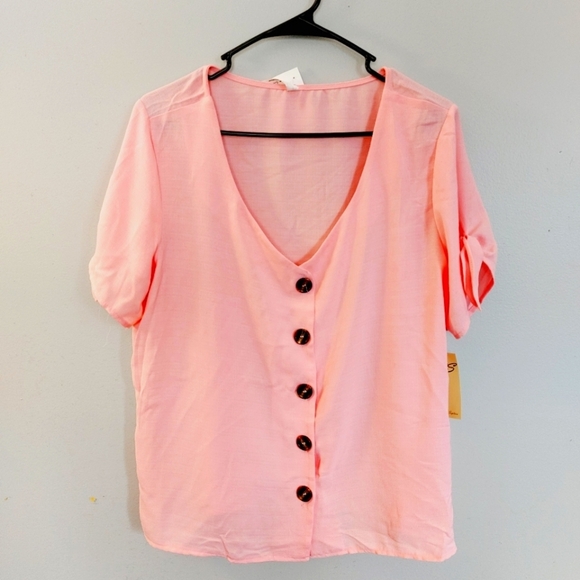 PERSEPTION CONCEPT light pink button down short sleeve shirt XL - Picture 1 of 5